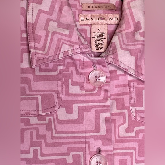 Bandolino Vintage Pink Abstract Long Pea Coat Jacket Women’s Size 8 - Picture 3 of 5